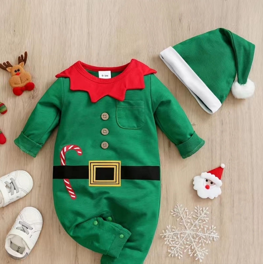Infant Christmas elf outfit with shoes included